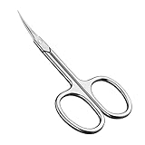 CGBE Professionelle Nagelhautschere Extra Fein mit Gebogener Spitze, Runder Griff, Hautschere Extra Scharf aus Edelstahl, zum Präzisen Kürzen Entfernen von Nagelhaut, Augenbrauen und Wimpern, Silber