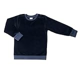 Leela Cotton Baby Kinder Nicky Sweatshirt Bio-Baumwolle 6 Farben Wählbar Jungen Mädchen Langarmshirt T-Shirt Gr. 62/68 bis 116 (116, Nachtblau)