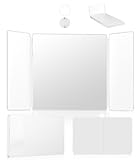 360 Grad Spiegel, 3 Wege Spiegel mit Haken, Tragbarer Kosmetikspiegel, Höhenverstellbarer und Faltbar, Rasierspiegel mit 10X Vergrößerungsspiegel, für Haarschnitt, Rasieren, Schminken, Haarstyling