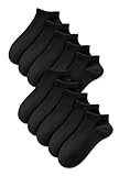 QINCAO Sneaker Socken Herren Damen 10 Paar Halbsocken Quarter Baumwolle Unisex Kurze Socken,schwarz,M