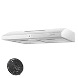 GASLAND SR60WS Dunstabzugshaube 60cm Umluft, Leise Abluft 214 m³/h Aktivkohlefilter, 3 Stufen Touch Control Unterbauhaube abzugshaube mit Filter Weißes Metall Glasbildschirme