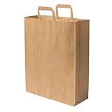GREENBOX Umweltschonende Papier Tragetaschen groß I Papiertüten Geschenktüten Papiertragetaschen biologisch abbaubar, kompostierbar I 25 x braune Papier Tüten 32 x 12 x 40 cm