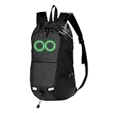 Rucksack mit leuchtenden Motiven - Reflektierender Rucksack, farbenfroher rhythmischer leuchtender Rucksack | Synchronisierte Audio-Induktion für Camping, Outdoor-Sport, USB-Ladeanschluss, Schwarz