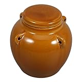 OFFSCH 1stk Gurkenglas Großes Einmachglas Krug Gadget Sahnegurke, Großes Glas Süße Gläser Brauen Glas Speisekammer Sauerteig-starterglas-set Keks Snacks Einmachglasdeckel Brown Keramik