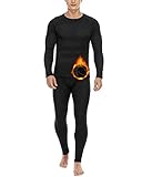 Roadbox Thermounterwäsche Herren,Lange Funktionsunterwäsche Set Atmungsaktiv & Weich Thermobekleidung männer Winter für Lauf,Fahrrading,Fußball,Skifahren;Schwarz,XL