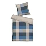 TOM TAILOR Flanell-Bettwäsche, 80x80 cm + 135x200 cm, 100% Baumwolle/ Flanell, Mit Wendemotiv und farbigem Markenreißverschluss, BOLD MOSAIC Blau, Grün (Navy & Forest)