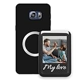 Sunrive personalisierter für MagSafe Wallet mit Hülle kompatibel mit Samsung Galaxy S6 Edge Plus – Handy Kartenhalter mit Standfunktion zum Ansehen von Videos, mit Foto oder Text personalisierbar
