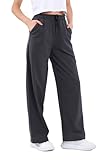 COMEOR Jogginghose Damen - Sporthose Lang Baumwolle Traininghose Lockere Sweatpants mit elastischem Bund und geradem Bein (Dunkelgrau S)