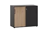 Schildmeyer Aktenschrank Hank, Holzwerkstoff, Schwarzmatt/Akustikpaneel Optik, 100 x 41 x 83,6 cm