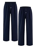 Arshiner Jungen 2er-Pack Schlafanzughose Weich Bequeme Pyjamahose Knopfleiste Lang Einfarbig Freizeithos Elastische Taille Mit 2 Taschen Schlafhose für Kinder 11-12 Jahre