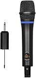 Depusheng Drahtloses Mikrofon, dynamisches UHF-Metall-Karaoke-Handmikrofon mit wiederaufladbarem Empfänger, 1/4'＆1/8'-Ausgang, für Karaoke-Gesang, Hochzeit, DJ, Party, Rede, Kirche, Unterricht W7