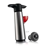 Vacu Vin Weinpumpe Edelstahl mit 2 Stopfen, grau, einheitlich, 3,6x 7,5x 12,5 cm