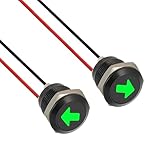 JAMHER 2 Stück 12mm Wasserdichte Signalleuchte LED Kontrollleuchte, DC 12V/24V LED Metall Kontrollleuchte mit 150 mm Kabel für Motorräder Autos LKW Traktoren RV ATV