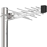 Leistungsstarke externe TV-Antenne – verstärkte digitale terrestrische Antenne für Empfang mit großer Reichweite, einfache Installation, unterstützt 4K 1080p VHF UHF DVB-T/DVB-T2, Koaxialkabel 8 m