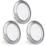 KYOTECH LED Einbaustrahler 230V, 4W 440LM LED Spots 16mm Ultra Flach 2700K Warmweiß Möbeleinbauleuchte Bohrloch 55-60mm für Küche Wohnzimmer Schlafzimmer, Gebürstetes Nickel, 3er Set