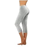 Capri-Yogahose für Damen, Bauchkontrolle, hohe Taille, dehnbar, schmale Passform, Scrunch Butt Lift, einfarbig, Workout, Laufen, Fitnessstudio, athletisch, lässig, Loungewear, bequem, elastisch