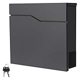 ML-Design Briefkasten Anthrazit Edelstahl pulverbeschichtet, 37x37 cm, Postkasten mit Zeitungsfach, Abschließbar 2 Schlüssel, Moderner Design Wandbriefkasten mit Zeitungsrolle, Mailbox für Wandmontage