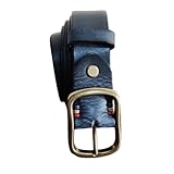 3,8 Cm Breiter, 5 Mm Dicker Echtledergürtel Mit Massiver Messingschnalle, Robuster Vintage-Hüftgurt For Jeans, Hosen Und Kleider(Blue,120cm/47)