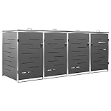 Cozynest Mülltonnenbox für 4 Tonnen Abschließbar Rostfrei Müllbox Mülltonnenverkleidung Mülltonne Müllcontainer Gartenbox 276,5x77,5x115,5cm Edelstahl