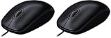 Logitech M90 Maus mit Kabel, 1000 DPI Sensor, USB-Anschluss, 3 Tasten, Für Links- und Rechtshänder, PC/Mac - Grau (Packung mit 2)