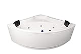 Whirlpool Badewanne Karibik Basic – Made in Germany | Runde Eckbadewanne mit 13 Massage-Düsen & LED Beleuchtung | Maße: [130 x 130 cm] | Ohne Armaturen | Spa-Badewanne für 2 Personen