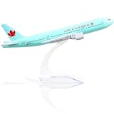QIYUMOKE BO eing 777 Air Canada 1/400 Druckguss-Metallflugzeugmodell mit Ständer, Fluglinien-Modellflugzeug, Legierung, Display, Sammlerstück, Modellbausatz für Luftfahrt-Enthusiasten, Geschenk