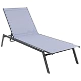 GOPLUS Gartenliege wetterfest, 199,5x70x35 cm Sonnenliege bis 150kg belastbar, Liegestuhl Garten mit 6-Fach Verstellbarer Rückenlehne & Fußstützen, Outdoor Liege für Terrasse Balkon Pool, Grau