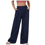KDEIHT Angebot Leinenhose Damen Sommer Freizeithose Baumwolle Leinen Strandhose High Waist Sweathose Leicht Modern Arbeitshose Lange Hose Luftig Flowy Laufhose Weitem Bein Hose