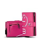 SLim ® Geldbörse für Herren, rutschfest, kratzfest, für Damen und Herren, Fuchsia Logo, portafoglio compatto, Mit Reißverschluss