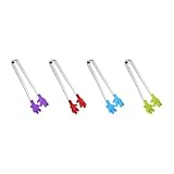 4 Stück mini zuckerzange essen clip,rutschfester handform silikon edelstahl lebensmittelzange,für Kaffee,Küche,Bar,Party