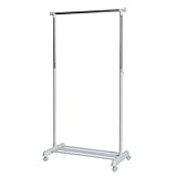 LOVE IT STORE IT Kleiderständer auf Rollen - Höhenverstellbarer Garderobenständer mit 1 Kleiderstange und Ablage - Sehr stabil - Weiß/Chrom
