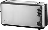 SEVERIN Automatik-Langschlitztoaster, Automatik-Toaster mit Brötchenaufsatz, Edelstahl Toaster zum Toasten, Auftauen und Erwärmen, 1.000 W, Edelstahl-gebürstet/schwarz, AT 2515