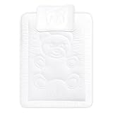Home Oase Kinderbettdecke & Kopfkissen Set 100x135 cm + 40x60 cm – Atmungsaktiv & allergikerfreundlich – Mikrofaser mit Bärenmotiv – Waschbar & trocknergeeignet – Sommer & Übergangsdecke