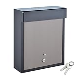 Briefkasten Wandbriefkasten mit Schloss Briefkasten aus Verzinktem Stahl, Designer Briefkasten, A4 Einwurf Format, Verzinktes Stahlgehäuse Anthrazit Beschichtet(Black)
