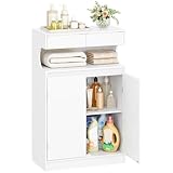 Hzuaneri Badezimmerschrank, Badschrank, Aufbewahrungsschrank mit 2 Schubladen und 2 Türen, Küchenschrank, Kommode, Verstellbare Ablage, für Badezimmer, Zeichensaal, 30 × 60 × 90 cm, Weiß SC63903X