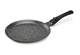 Pradel Excellence - PCUI001020 - Crêpes-Pfanne Aluminiumguss Premium Ø28cm - Antihaftbeschichtung in Steinoptik - Abnehmbarer Griff - Alle Herdarten, Induktion, Schwarz