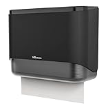 PLUSSEN Paper Towel Dispenser, Paper Hand Towels Dispenser Without Drilling, Wall Mounted Tissue Box Dispenser for Multifold Paper Handbags, 200 Sheets （Schwarz-6012）