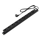 Amazon Basics Steckdosenleiste, Robustes Metall, Überspannungsschutz, Rechteckig, 9 Steckdosen (EU-Stecker), 600 Joule, 1,8 m langes Kabel, Schwarz