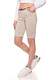 Kendindza Chino Shorts Damen Kurze Bermuda Shorts Damen Knielang Kurze Hose Damen Sommer Shorts Damen Sommer elegant (XXL, Beige)