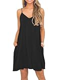 MISFAY Schwarzes Kleid Strandkleid für Damen Sommer Lässiges Swingkleid mit Taschen L