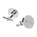 FORYOU24 2 Manschettenknöpfe mit Gravur für Herren rund Motiv 01, personalisiertes Geschenk mit Initialien, silberner Schmuck für Herren, als Hochzeitsgeschenk, zum Jahrestag, zum Hochzeitstag