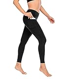Miss Adola Damen Workout Leggings mit Tasche - Hohe Taille Yoga Hosen - Bauchkontrolle Nicht Durchsichtig Yoga Leggings - Schwarz - XX-Large