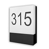 Innovate LED Hausnummer beleuchtet 230V – Außenleuchte - Wandlampe aussen schwarz – Witterungsbeständig nach IP54 - Warmweiß - inkl. Selbstklebeziffern