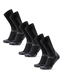 DANISH ENDURANCE Merino Wandersocken, Sommer Trekkingsocken, Unisex, Herren, Damen & Kinder, 3 Paar, Schwarz/Grau, 43-47