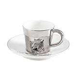 UKKD Becher Anamorphischer Tasse Spiegel Reflexion Cup Tiger Zebra Becher Kaffee Tee Set Mit Untersetzer