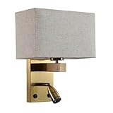 Wandleuchte 3 W, 4000 K, Beige, 285 lm, Maße 31 x 26 x 15,5 cm, Material Leder, doppelt eingeschaltet. Entworfen für: Innenbeleuchtung.