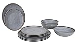 Bo-Camp Melamin Geschirr Set Halo Camping Essgeschirr Reise Picknick Teller Grau