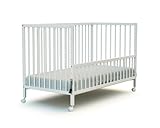 At23 WEBABY - Beistell-Babybett aus Holz 60x120cm Weiß LIO | Kinderbett Co-Sleeping babybett | Von Geburt an | Höhenverstellbar | Lattenrost