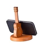 Guitar-Shaped Phone Stand, Wooden Phone Mount, Creative Instrument Stand, Guitar Desktop Holder, Phone Stand Ornament, Guitar Lovers Phone Stand, Desktop Phone Holder, Wooden Phone Support, Instrument