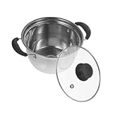 FUNOMOCYA Suppendampfer Suppentopf Kochtopf Kochpfanne Mit Antihaftbeschichtung Topf Mit Kochendem Wasser Kochtöpfe Mit Deckel Küchenwaren Milchtopf Kochkessel Rostfreier Stahl Silver